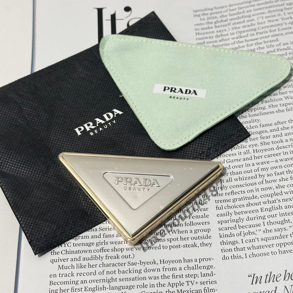 New PRADA Beauty Triangle Double Mirror + Ornaments Gift Set 2PCS - Picture 4 of 6